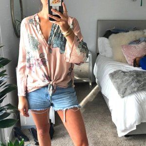 Stillwater floral blouse with tie Small